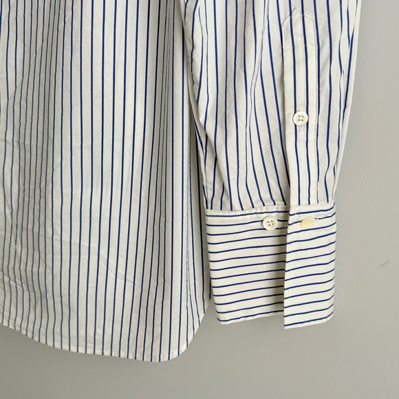 FRAME The Oversized Striped Cotton Shirt In Cobalt Multi S White Button Down - Picture 13 of 16